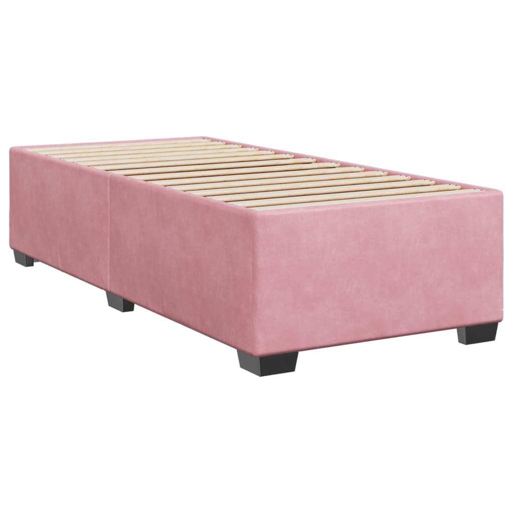 vidaXL Κρεβάτι Boxspring με Στρώμα Ροζ 90x200 εκ. Βελούδινο