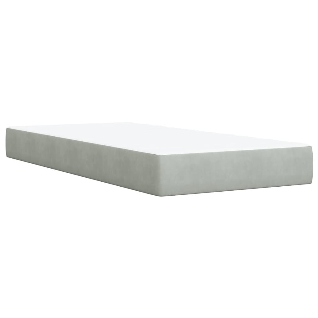 vidaXL Κρεβάτι Boxspring με Στρώμα Ανοιχτό Γκρι 90x200 εκ. Βελούδινο