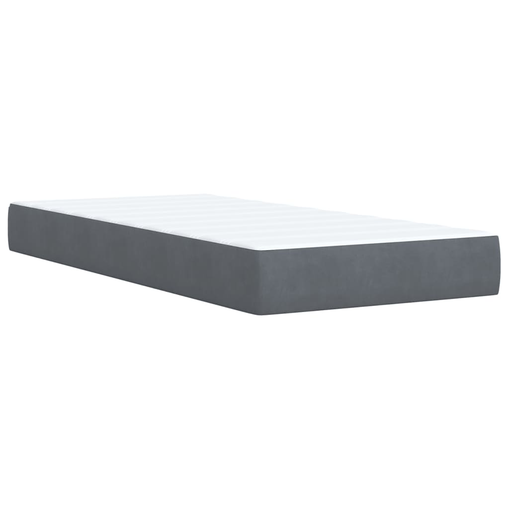 vidaXL Κρεβάτι Boxspring με Στρώμα Σκούρο Γκρι 90x200 εκ. Βελούδινο
