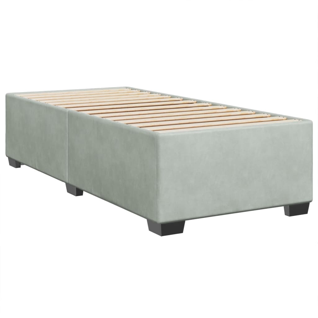vidaXL Κρεβάτι Boxspring με Στρώμα Ανοιχτό Γκρι 90x200 εκ. Βελούδινο
