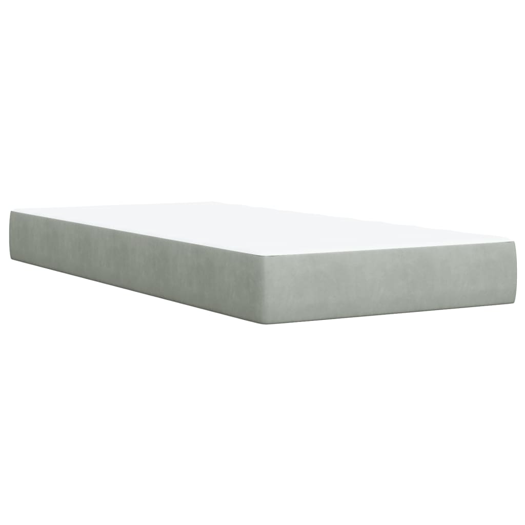 vidaXL Κρεβάτι Boxspring με Στρώμα Ανοιχτό Γκρι 90x200 εκ. Βελούδινο