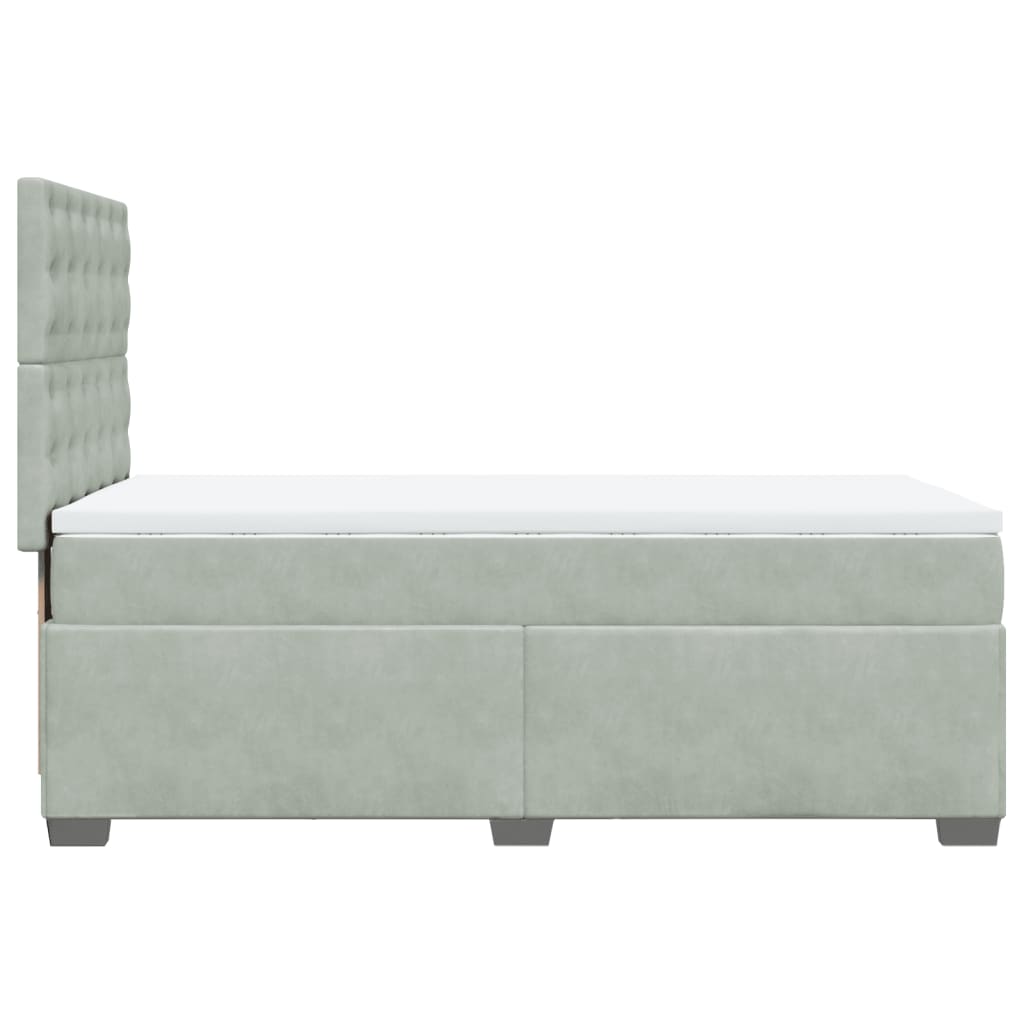 vidaXL Κρεβάτι Boxspring με Στρώμα Ανοιχτό Γκρι 90x200 εκ. Βελούδινο
