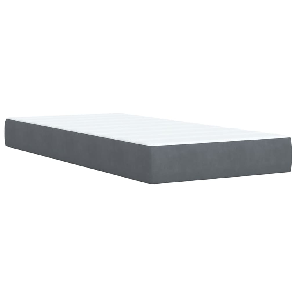 vidaXL Κρεβάτι Boxspring με Στρώμα Σκούρο Γκρι 90x200 εκ. Βελούδινο