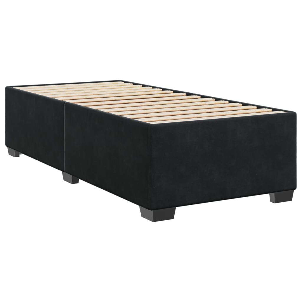 vidaXL Κρεβάτι Boxspring με Στρώμα Μαύρο 90x200 εκ. Βελούδινο