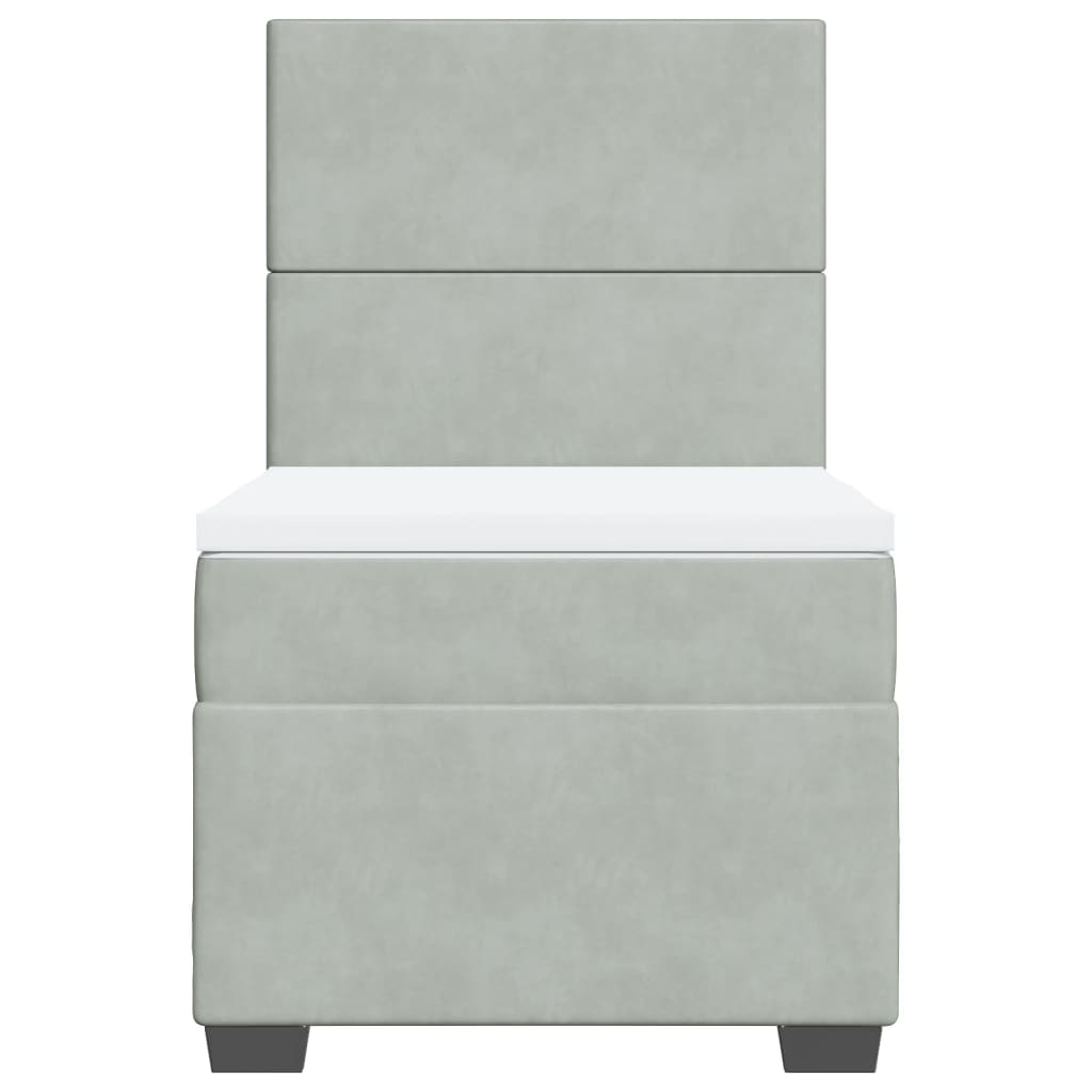 vidaXL Κρεβάτι Boxspring με Στρώμα Ανοιχτό Γκρι 100x200 εκ. Βελούδινο