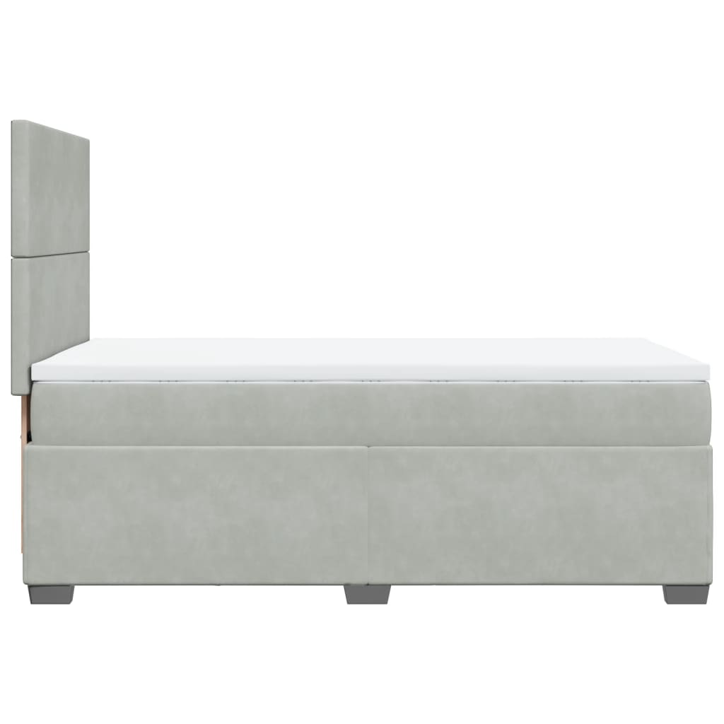 vidaXL Κρεβάτι Boxspring με Στρώμα Ανοιχτό Γκρι 100x200 εκ. Βελούδινο