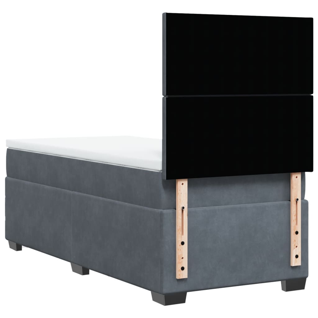 vidaXL Κρεβάτι Boxspring με Στρώμα Σκούρο Γκρι 100x200 εκ. Βελούδινο