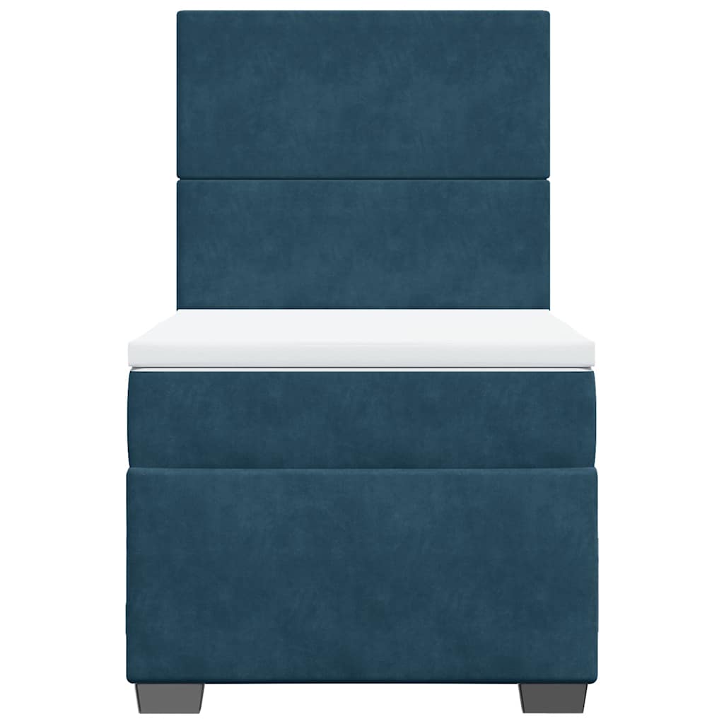vidaXL Κρεβάτι Boxspring με Στρώμα Μπλε 100x200 εκ. Βελούδινο