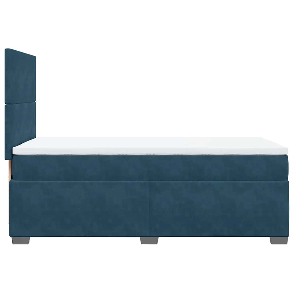vidaXL Κρεβάτι Boxspring με Στρώμα Μπλε 100x200 εκ. Βελούδινο
