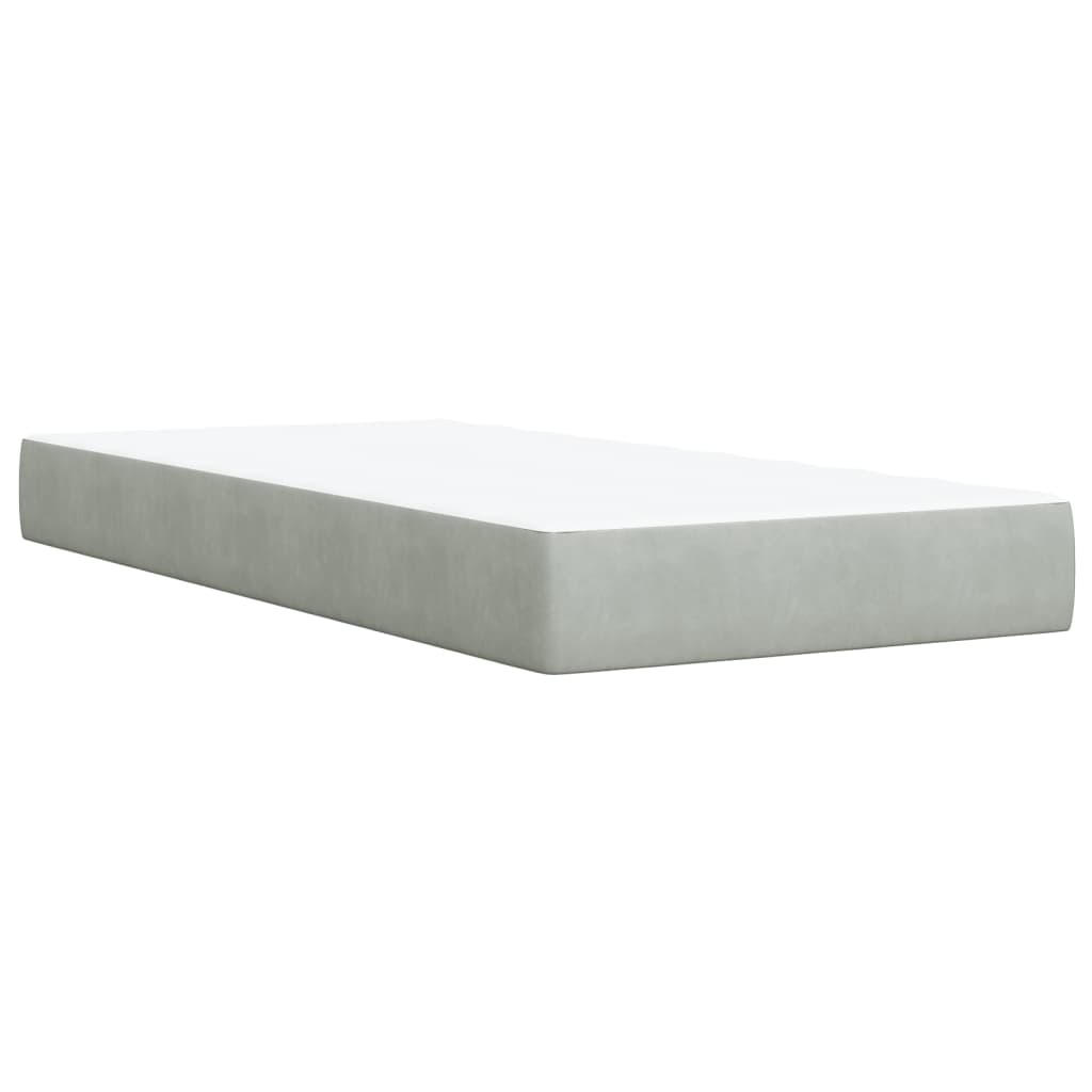 vidaXL Κρεβάτι Boxspring με Στρώμα Ανοιχτό Γκρι 100x200 εκ. Βελούδινο