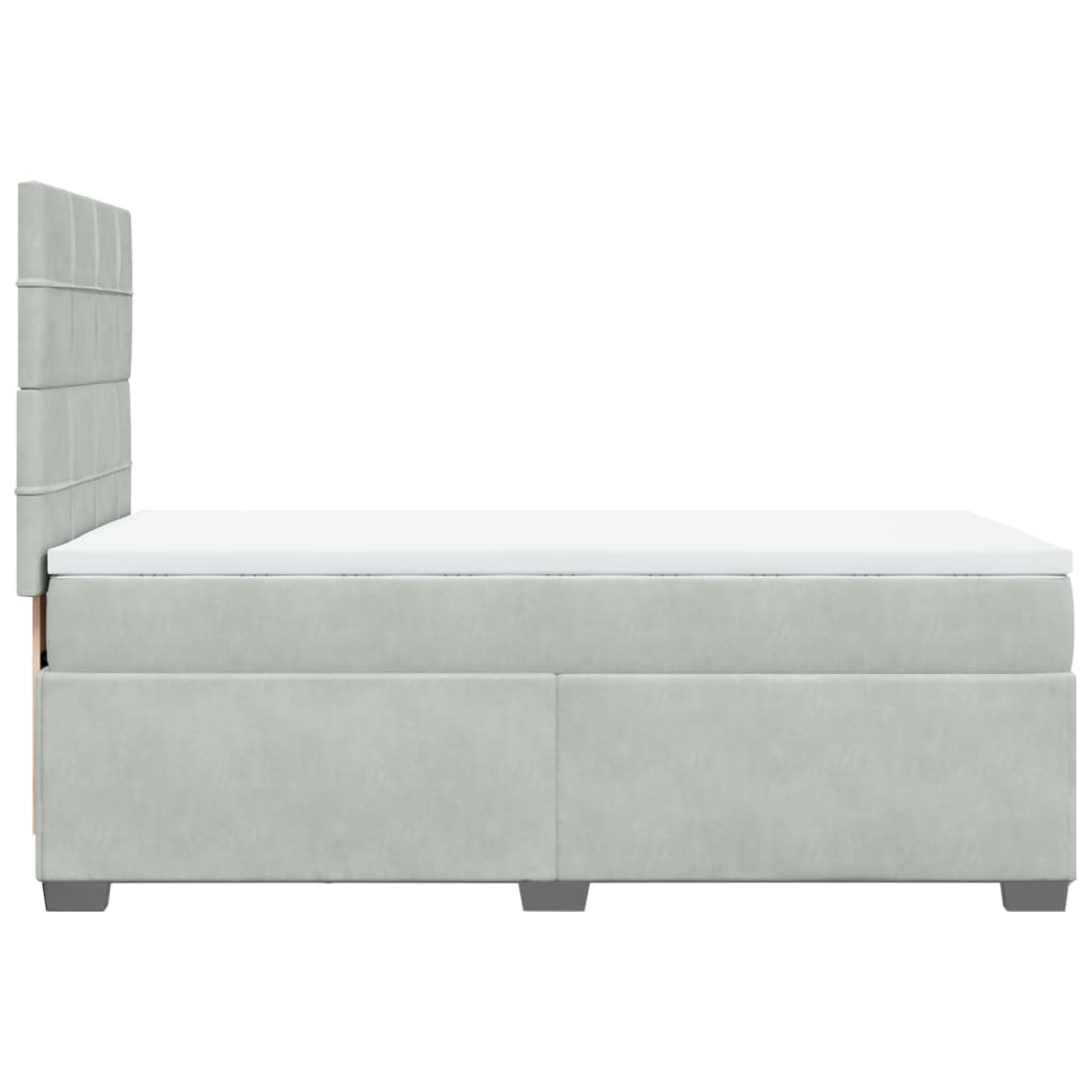 vidaXL Κρεβάτι Boxspring με Στρώμα Ανοιχτό Γκρι 100x200 εκ. Βελούδινο