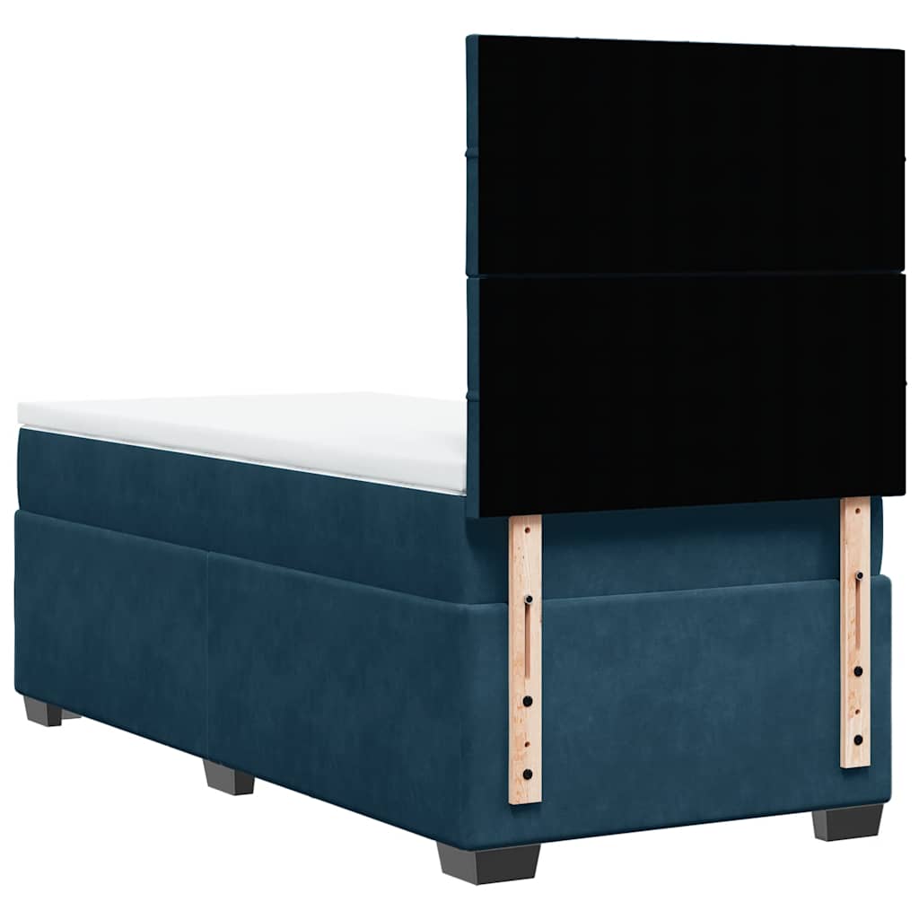 vidaXL Κρεβάτι Boxspring με Στρώμα Μπλε 100x200 εκ. Βελούδινο