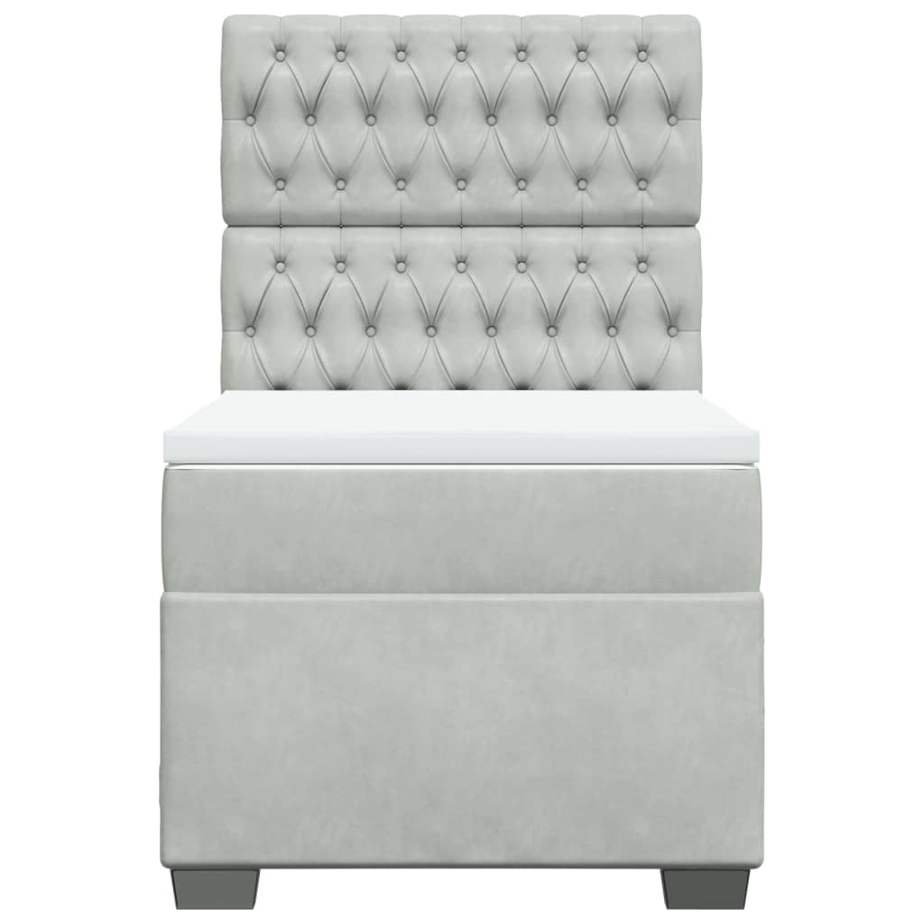 vidaXL Κρεβάτι Boxspring με Στρώμα Ανοιχτό Γκρι 100x200 εκ. Βελούδινο