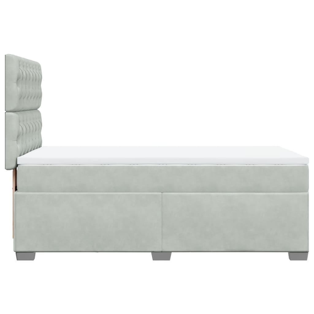 vidaXL Κρεβάτι Boxspring με Στρώμα Ανοιχτό Γκρι 100x200 εκ. Βελούδινο