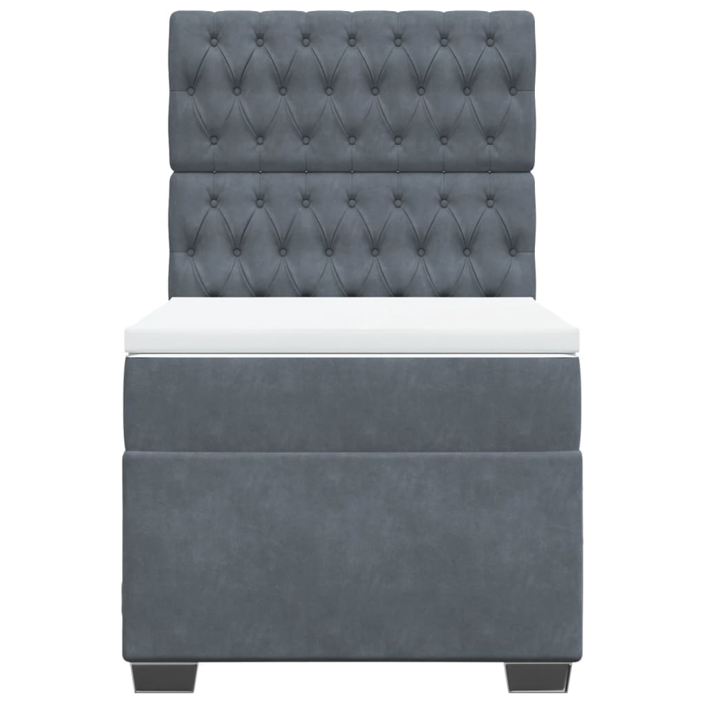 vidaXL Κρεβάτι Boxspring με Στρώμα Σκούρο Γκρι 100x200 εκ. Βελούδινο