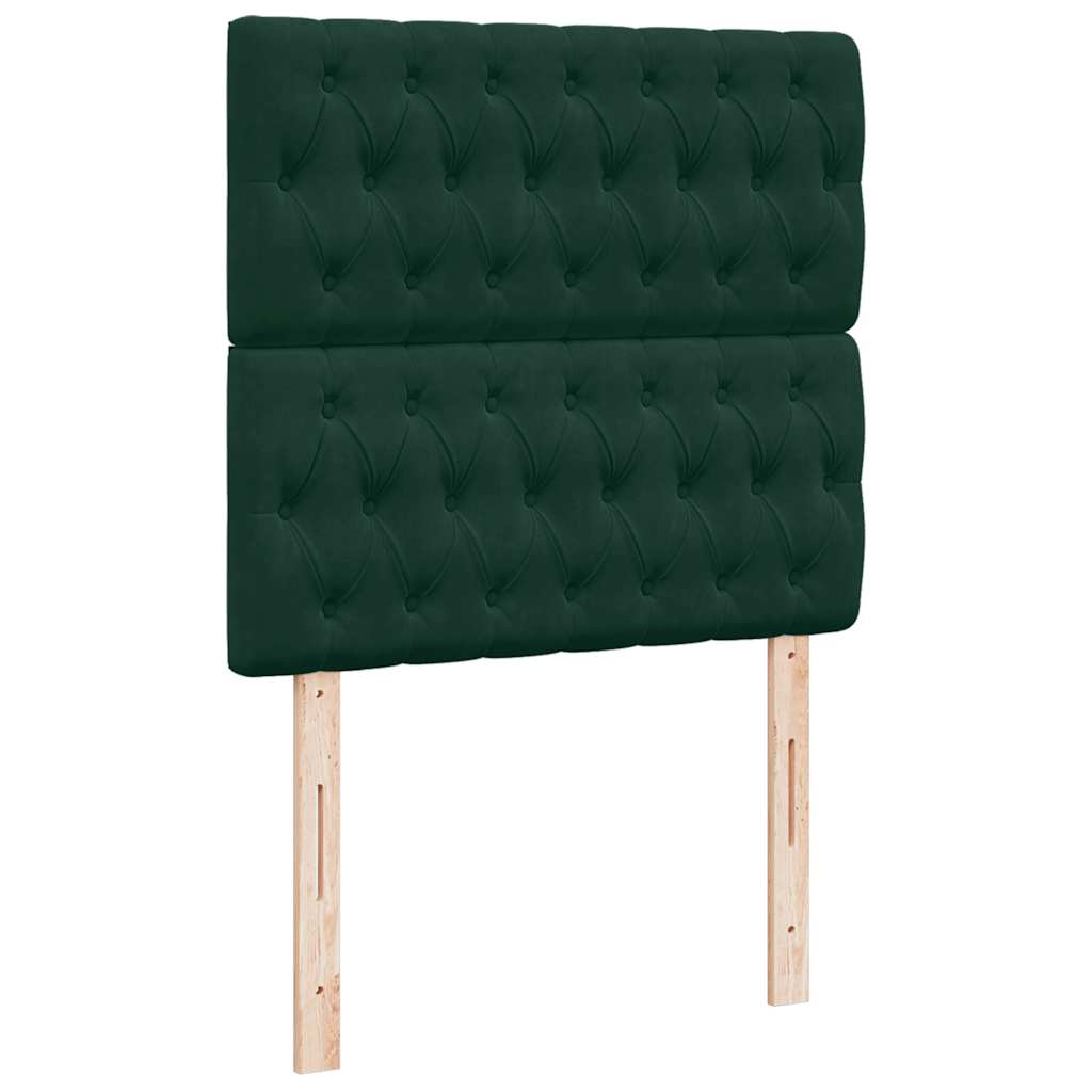 vidaXL Κρεβάτι Boxspring με Στρώμα Σκούρο Πράσινο 100x200εκ. Βελούδινο