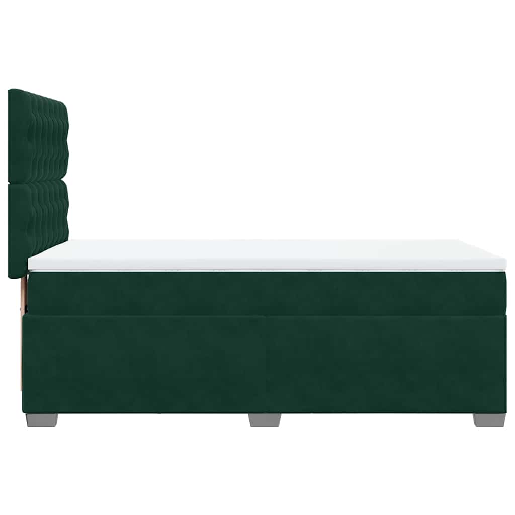 vidaXL Κρεβάτι Boxspring με Στρώμα Σκούρο Πράσινο 100x200εκ. Βελούδινο