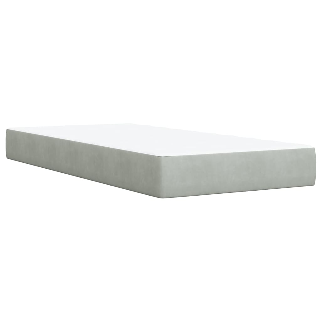 vidaXL Κρεβάτι Boxspring με Στρώμα Ανοιχτό Γκρι 100x200 εκ. Βελούδινο