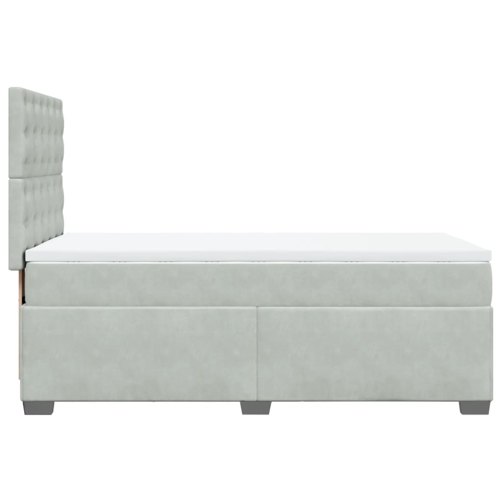 vidaXL Κρεβάτι Boxspring με Στρώμα Ανοιχτό Γκρι 100x200 εκ. Βελούδινο