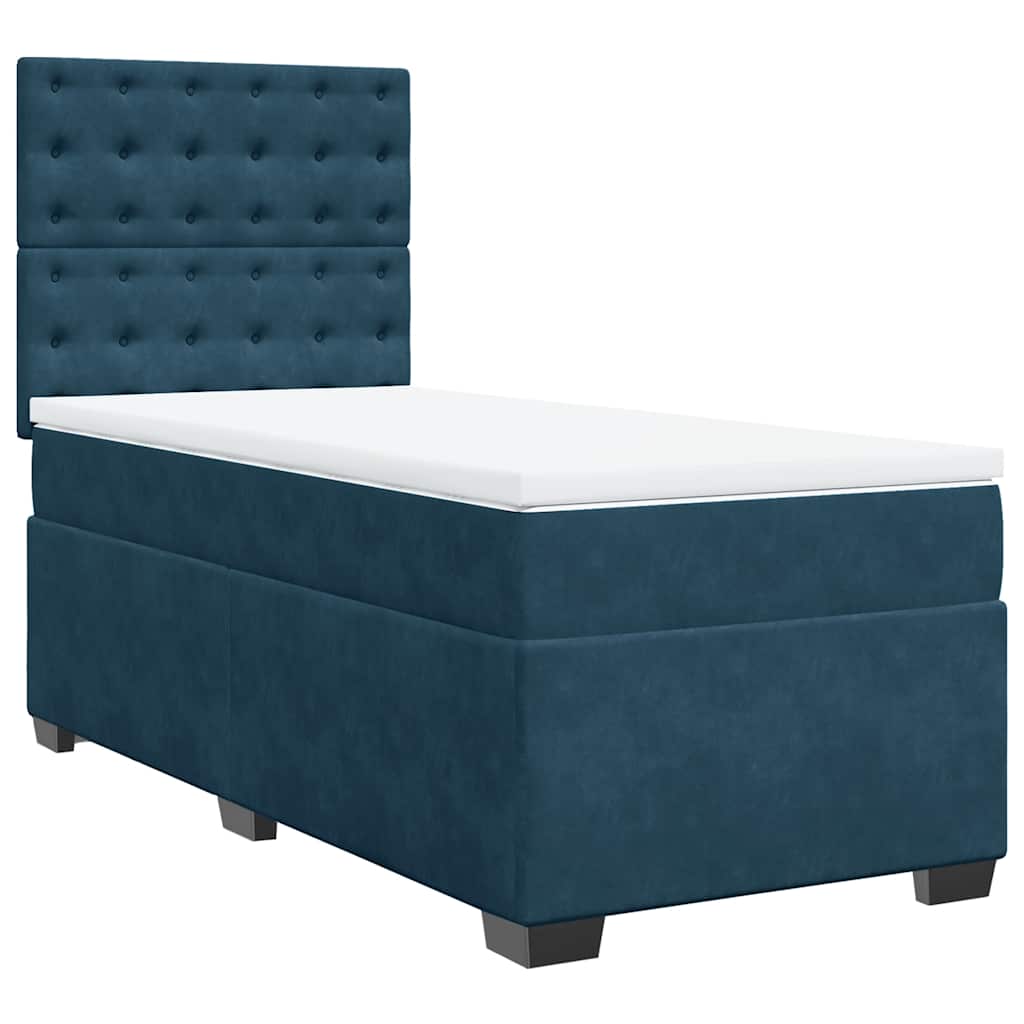 vidaXL Κρεβάτι Boxspring με Στρώμα Μπλε 100x200 εκ. Βελούδινο
