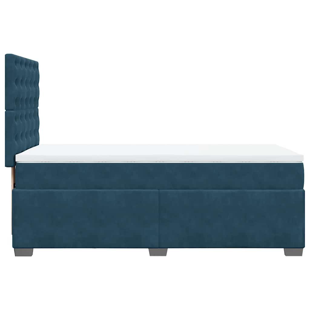 vidaXL Κρεβάτι Boxspring με Στρώμα Μπλε 100x200 εκ. Βελούδινο