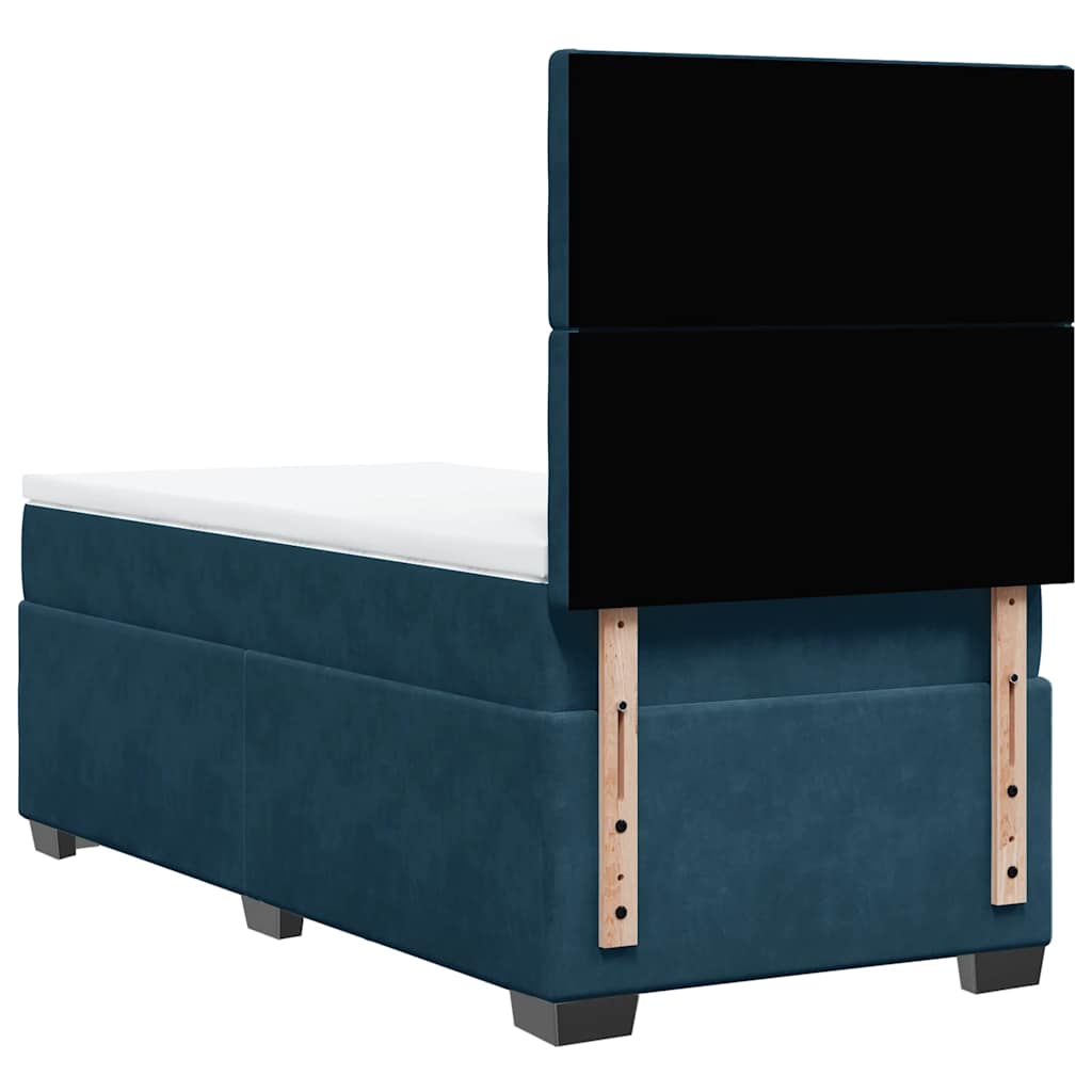 vidaXL Κρεβάτι Boxspring με Στρώμα Μπλε 100x200 εκ. Βελούδινο