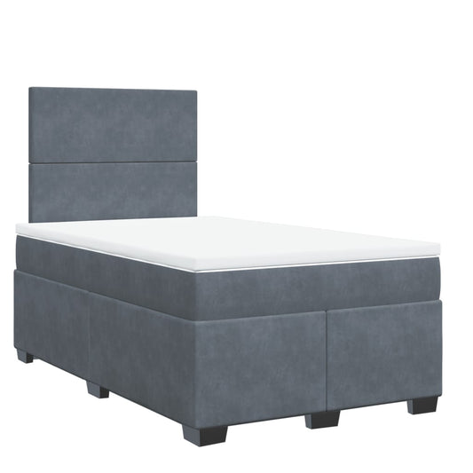 vidaXL Κρεβάτι Boxspring με Στρώμα Σκούρο Γκρι 120x190 εκ. Βελούδινο