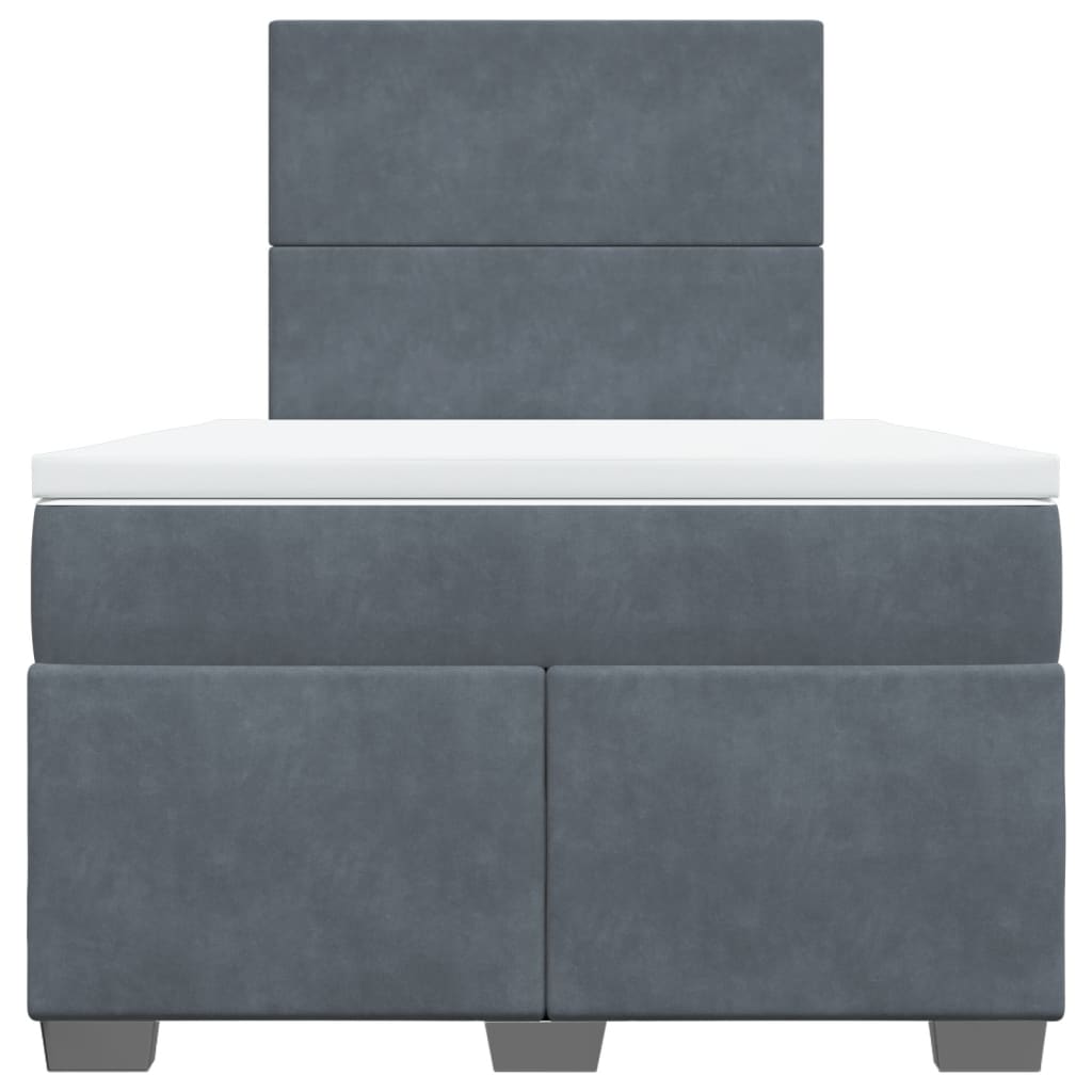 vidaXL Κρεβάτι Boxspring με Στρώμα Σκούρο Γκρι 120x190 εκ. Βελούδινο