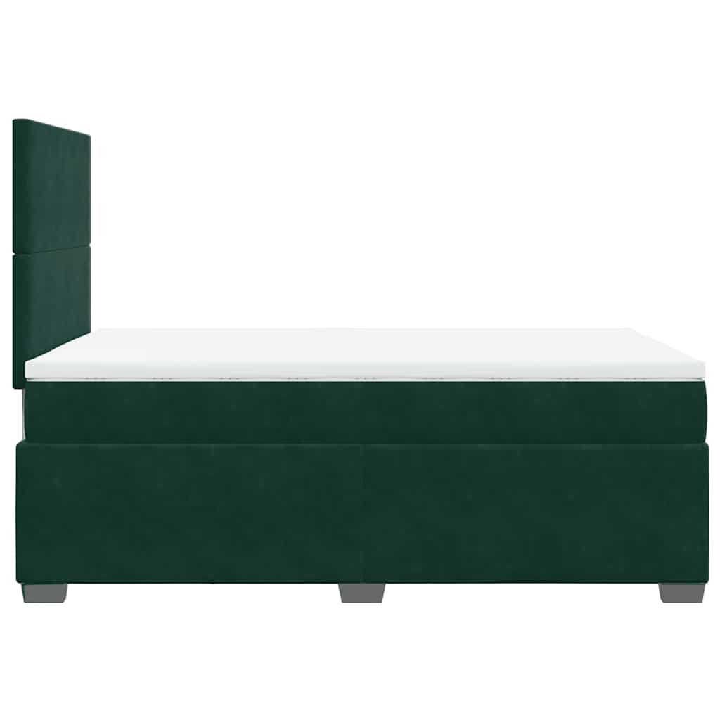 vidaXL Κρεβάτι Boxspring με Στρώμα Σκούρο Πράσινο 120x190εκ. Βελούδινο
