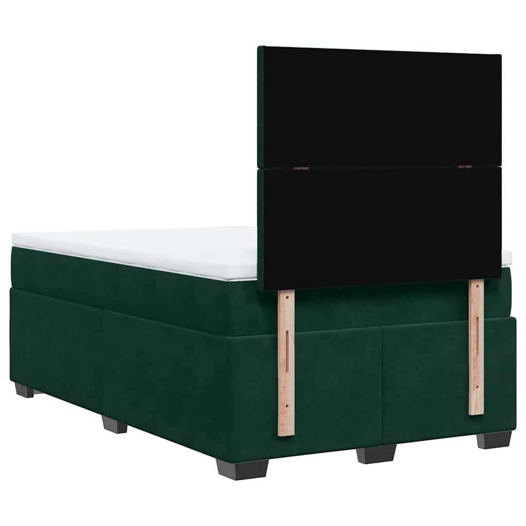 vidaXL Κρεβάτι Boxspring με Στρώμα Σκούρο Πράσινο 120x190εκ. Βελούδινο
