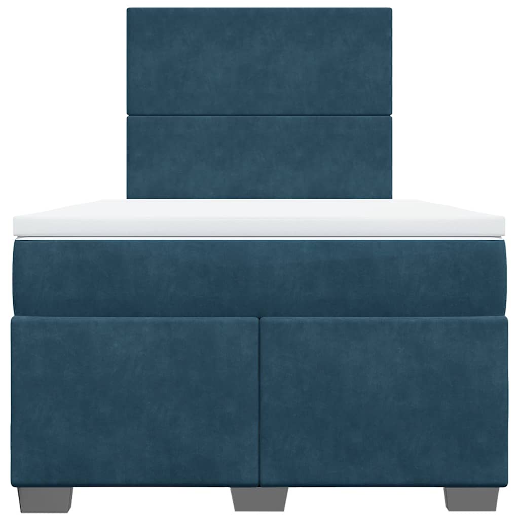 vidaXL Κρεβάτι Boxspring με Στρώμα Μπλε 120x190 εκ. Βελούδινο