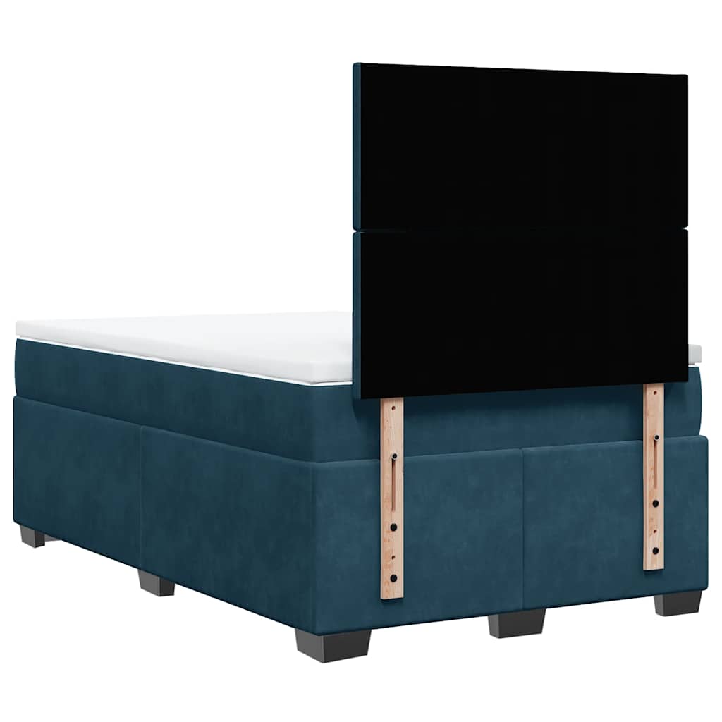 vidaXL Κρεβάτι Boxspring με Στρώμα Μπλε 120x190 εκ. Βελούδινο