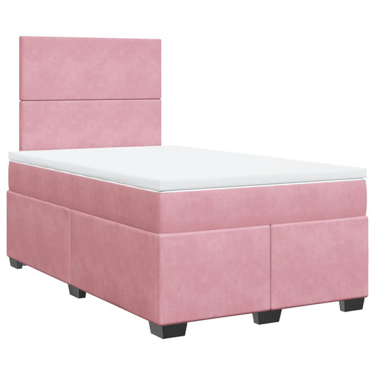vidaXL Κρεβάτι Boxspring με Στρώμα Ροζ 120x190 εκ. Βελούδινο