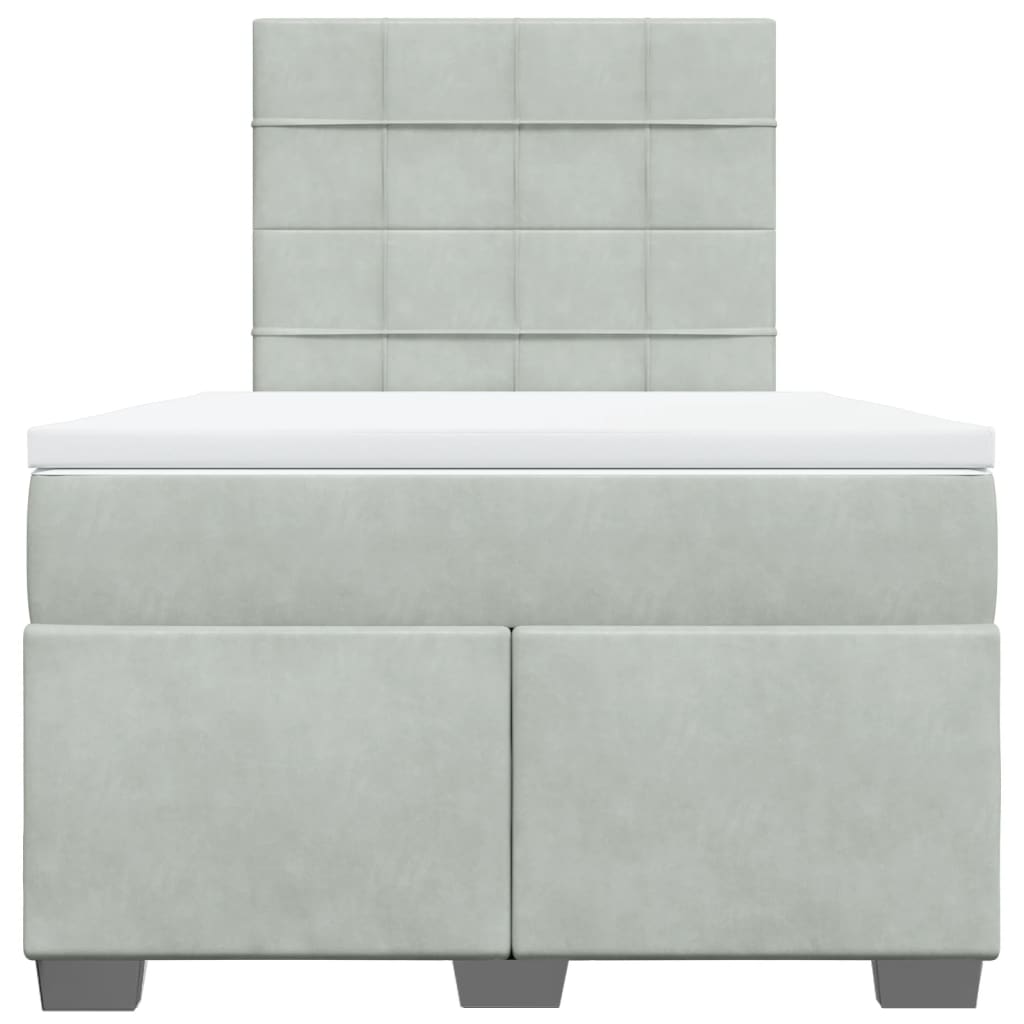 vidaXL Κρεβάτι Boxspring με Στρώμα Ανοιχτό Γκρι 120x190 εκ. Βελούδινο