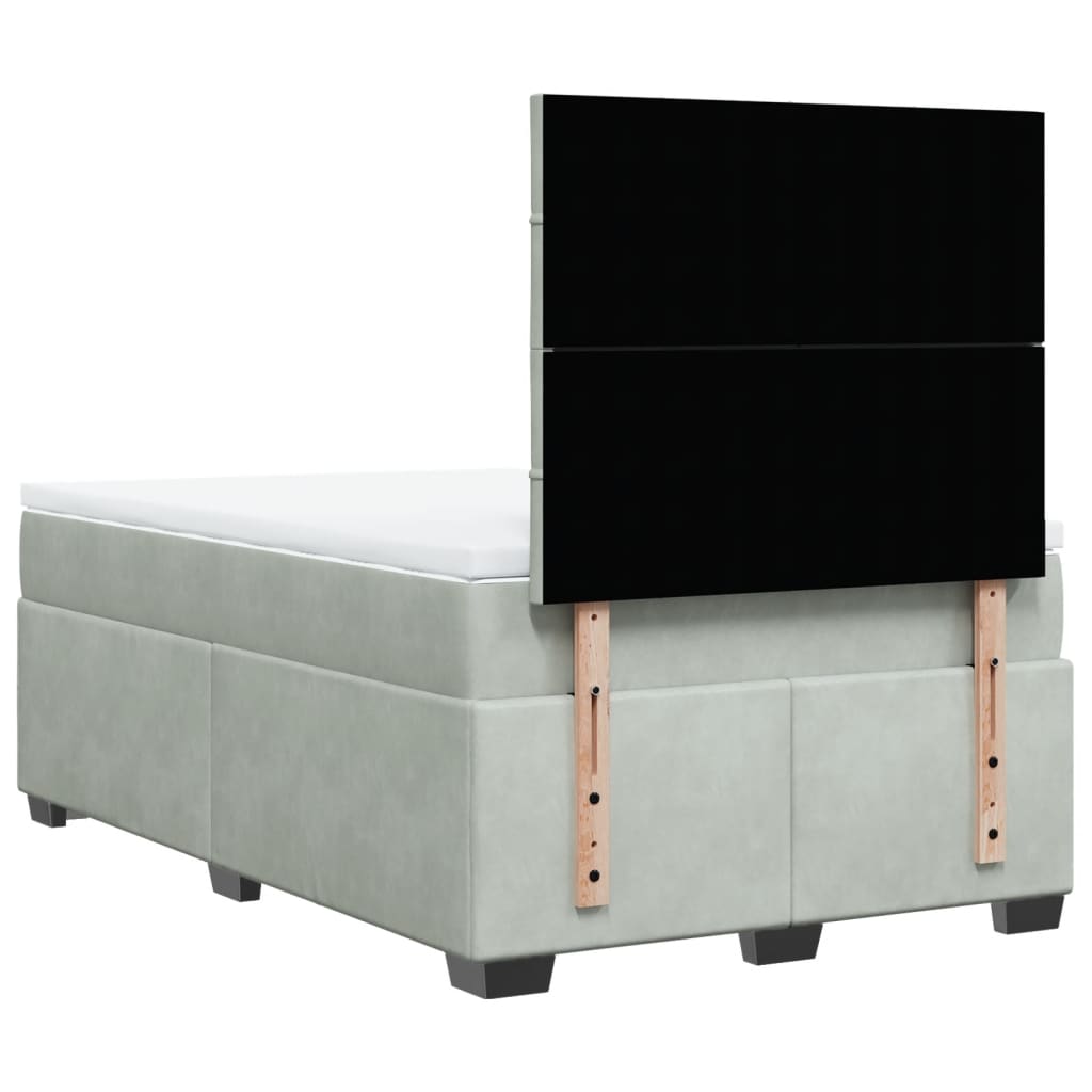 vidaXL Κρεβάτι Boxspring με Στρώμα Ανοιχτό Γκρι 120x190 εκ. Βελούδινο