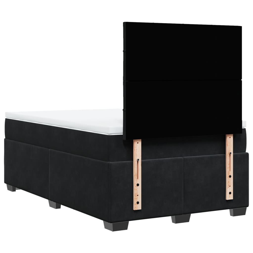 vidaXL Κρεβάτι Boxspring με Στρώμα Μαύρο 120x190 εκ. Βελούδινο