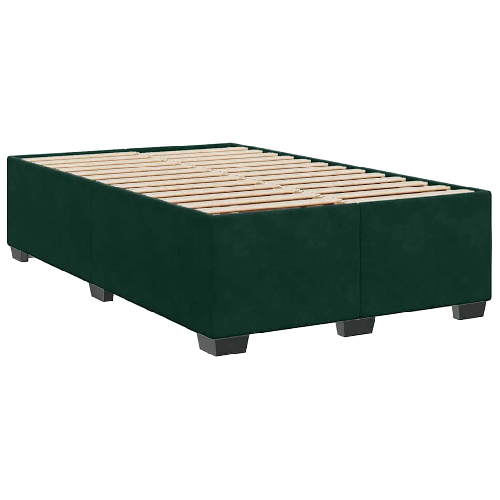 vidaXL Κρεβάτι Boxspring με Στρώμα Σκούρο Πράσινο 120x190εκ. Βελούδινο