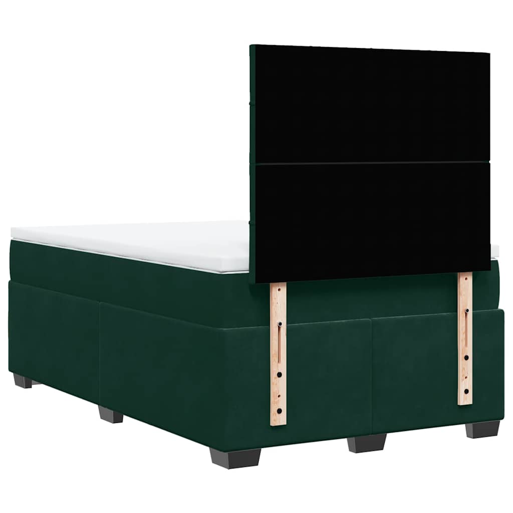 vidaXL Κρεβάτι Boxspring με Στρώμα Σκούρο Πράσινο 120x190εκ. Βελούδινο
