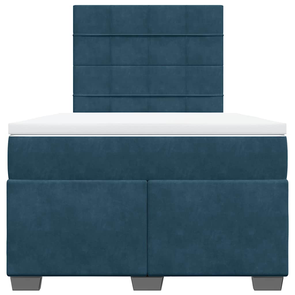 vidaXL Κρεβάτι Boxspring με Στρώμα Μπλε 120x190 εκ. Βελούδινο
