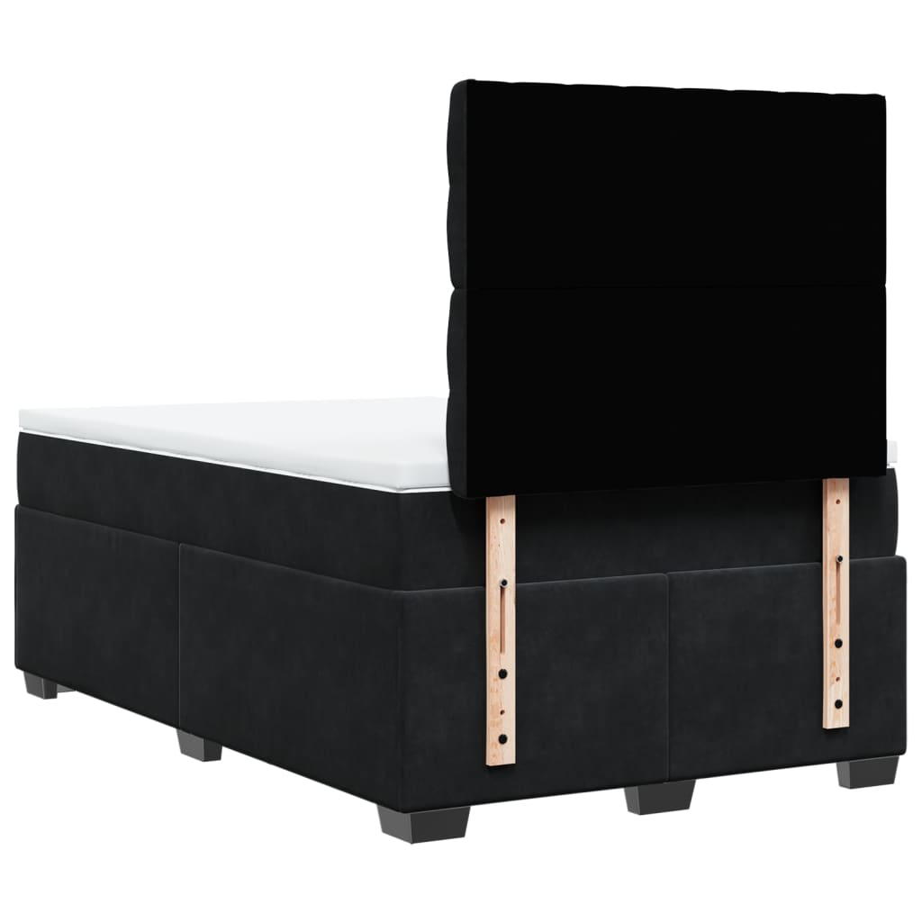 vidaXL Κρεβάτι Boxspring με Στρώμα Μαύρο 120x190 εκ. Βελούδινο