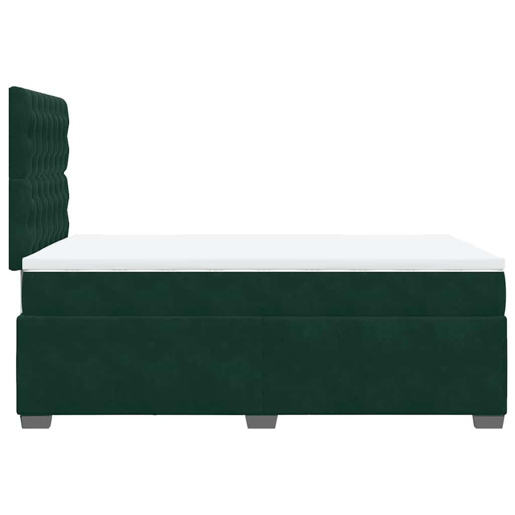 vidaXL Κρεβάτι Boxspring με Στρώμα Σκούρο Πράσινο 120x190εκ. Βελούδινο