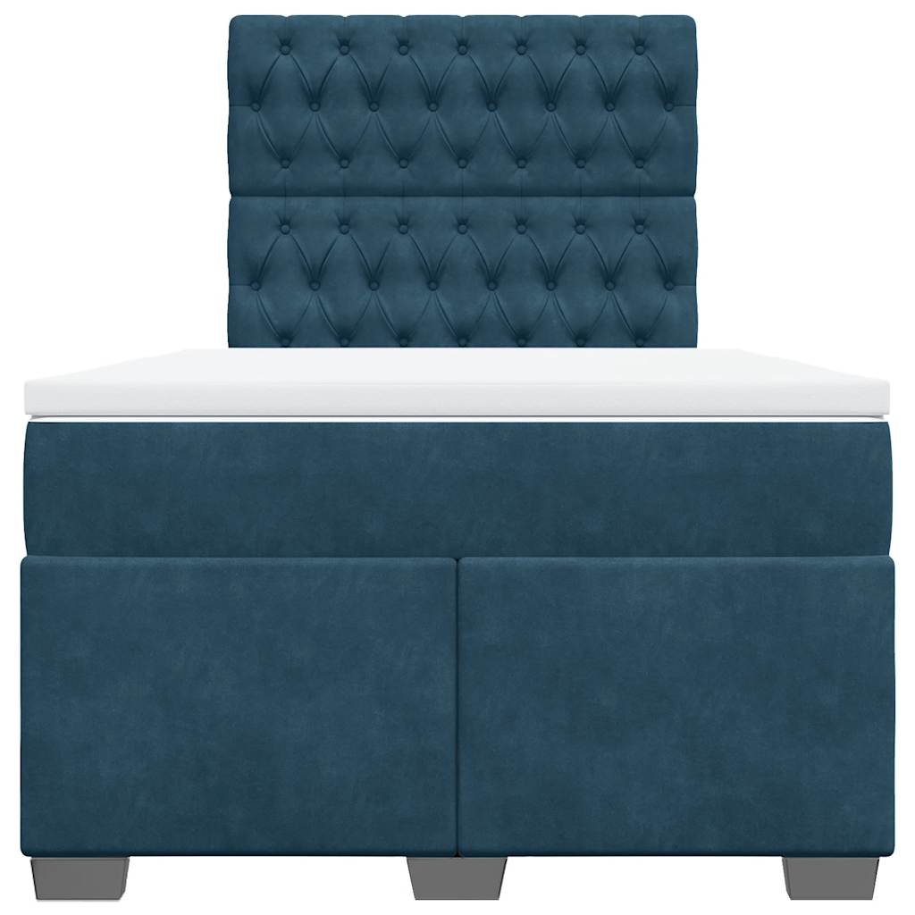 vidaXL Κρεβάτι Boxspring με Στρώμα Μπλε 120x190 εκ. Βελούδινο