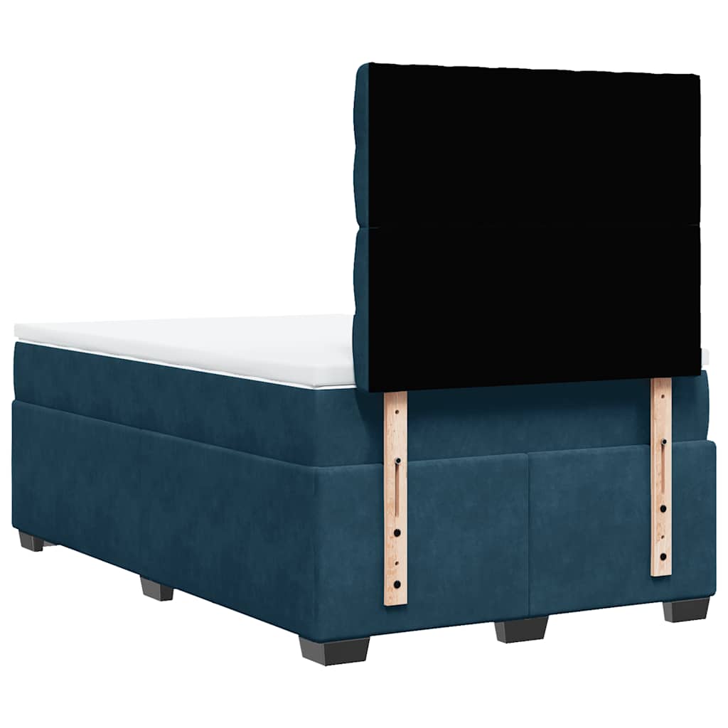 vidaXL Κρεβάτι Boxspring με Στρώμα Μπλε 120x190 εκ. Βελούδινο