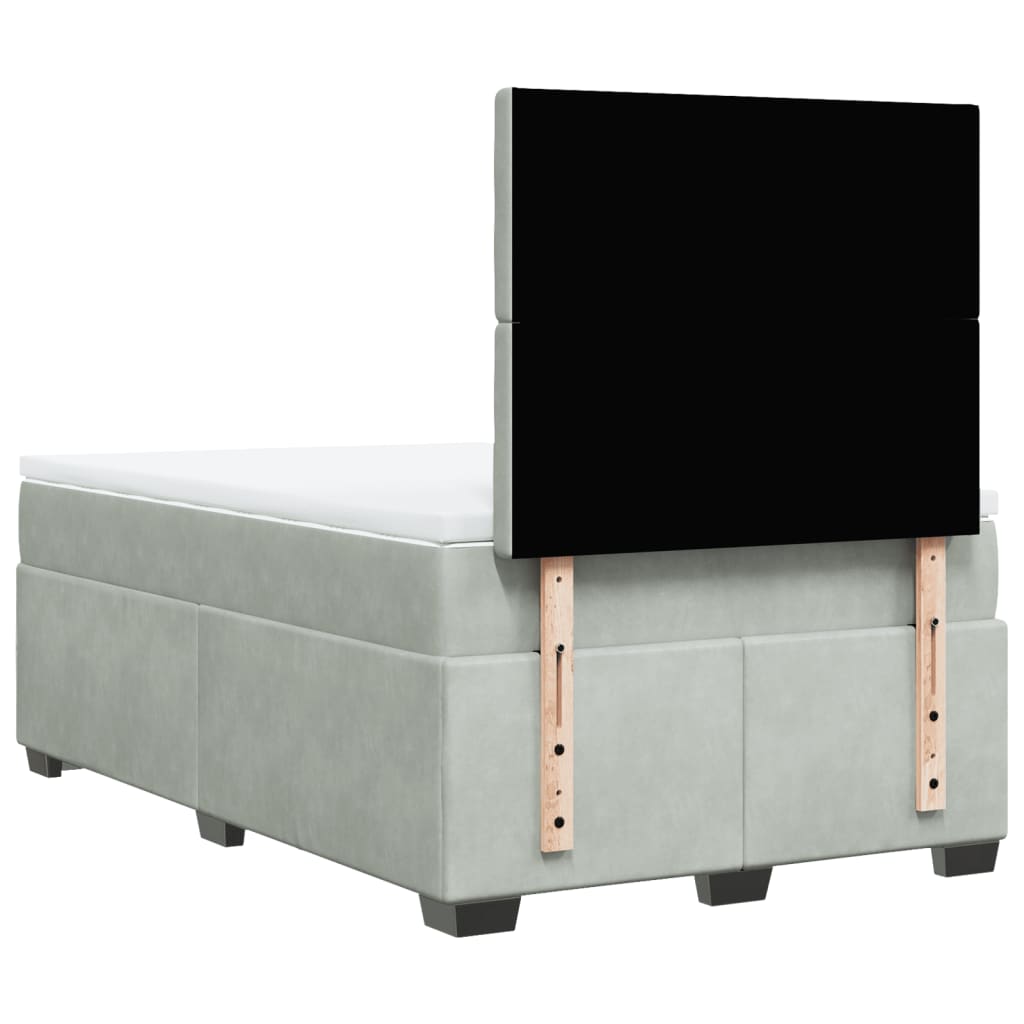vidaXL Κρεβάτι Boxspring με Στρώμα Ανοιχτό Γκρι 120x190 εκ. Βελούδινο