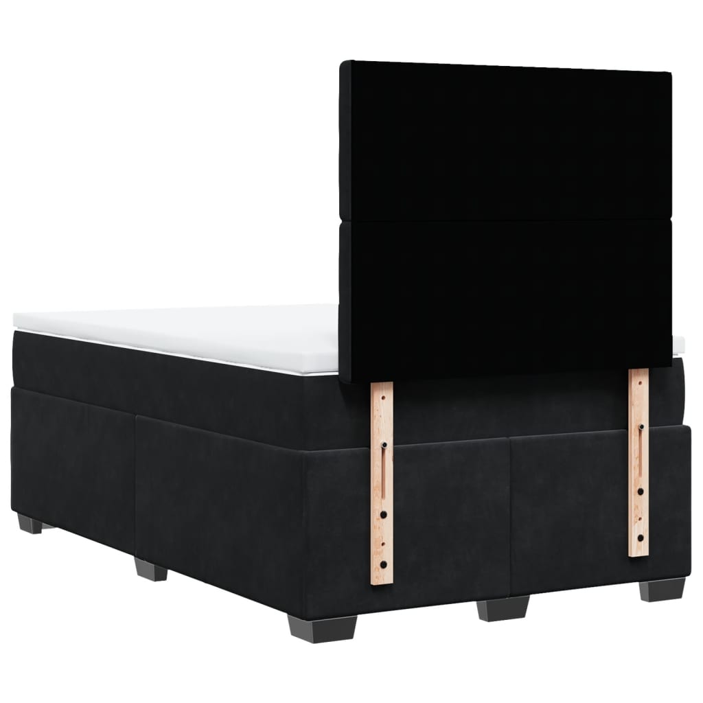 vidaXL Κρεβάτι Boxspring με Στρώμα Μαύρο 120x190 εκ. Βελούδινο