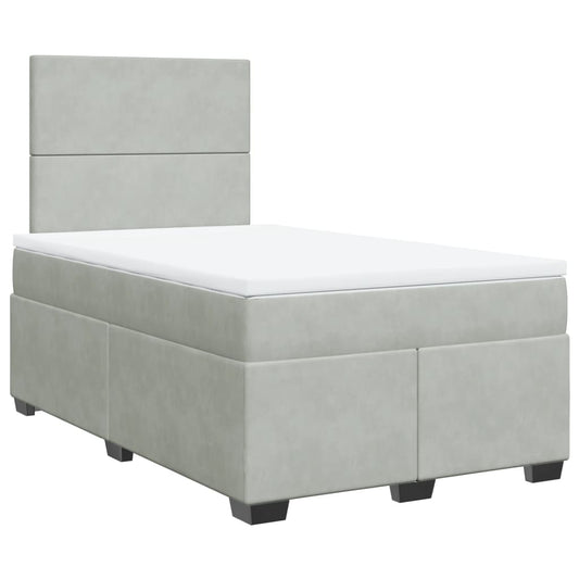 vidaXL Κρεβάτι Boxspring με Στρώμα Ανοιχτό Γκρι 120x200 εκ. Βελούδινο