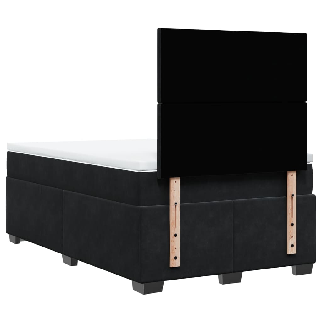 vidaXL Κρεβάτι Boxspring με Στρώμα Μαύρο 120 x 200 εκ. Βελούδινο