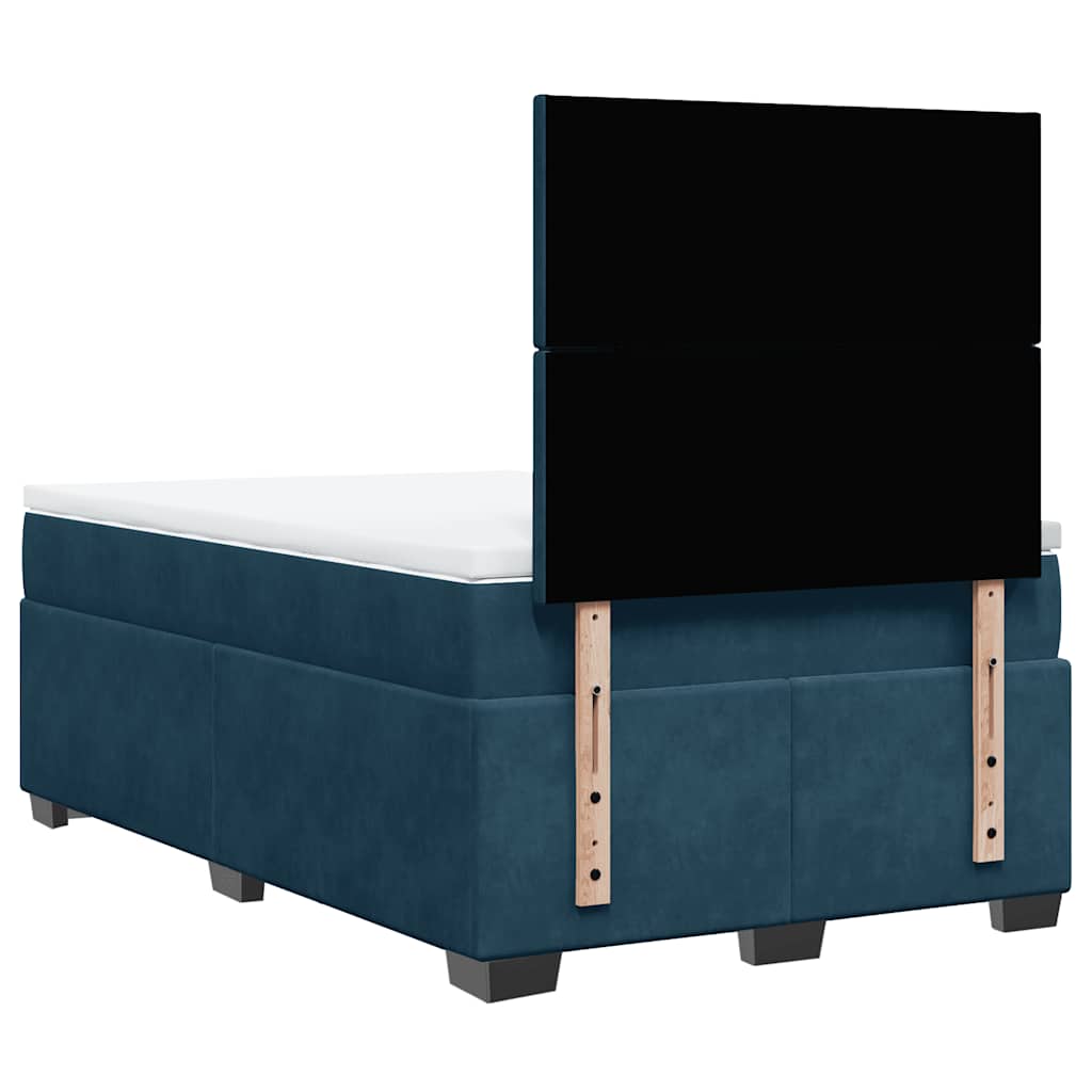 vidaXL Κρεβάτι Boxspring με Στρώμα Μπλε 120x200 εκ. Βελούδινο