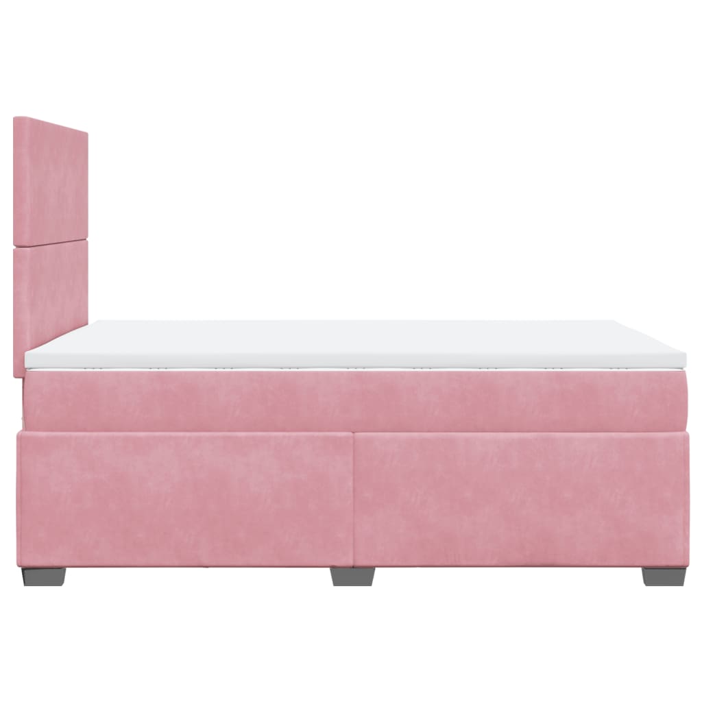 vidaXL Κρεβάτι Boxspring με Στρώμα Ροζ 120x200 εκ. Βελούδινο