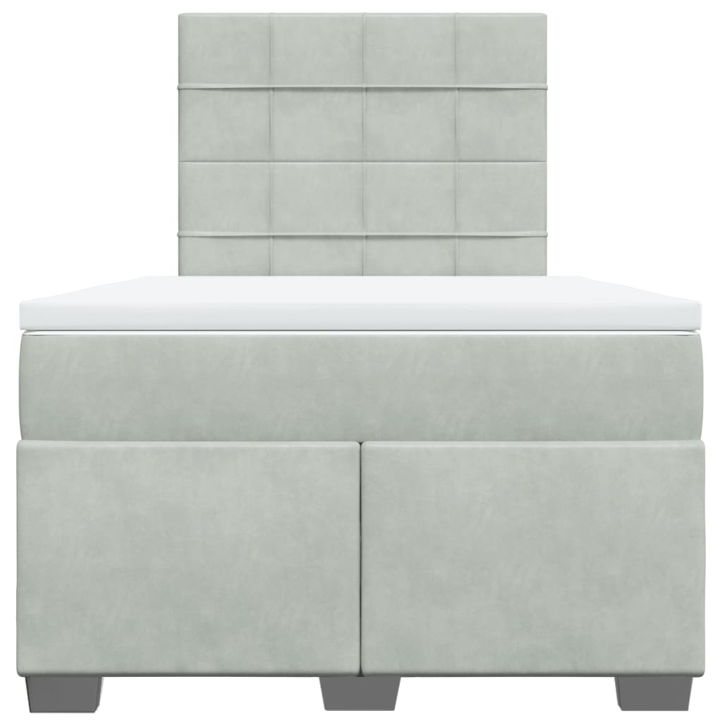 vidaXL Κρεβάτι Boxspring με Στρώμα Ανοιχτό Γκρι 120x200 εκ. Βελούδινο